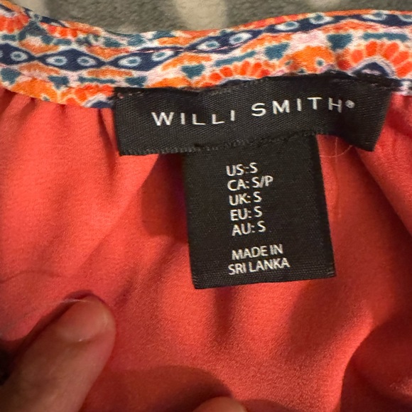 Willi Smith Coral and Blue Patterned Top - Picture 3 of 10